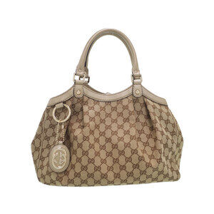 Gucci Sukey Tote Shoulder Bag GG monogram canvas leather Beige Brown